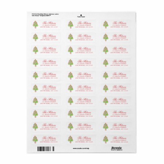 Waterverf Confetti Kerstbomen Adres Etiket (Full Sheet)