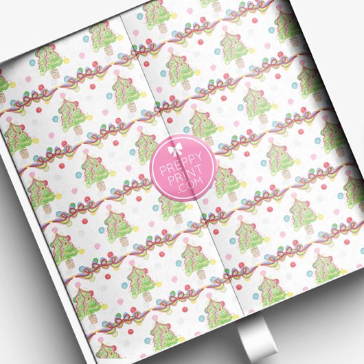 Waterverf Confetti kerstbomen & lint Tissuepapier