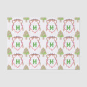 Waterverf Confetti Kerstbomen Monogram Crest Tissuepapier (Voorkant)