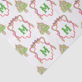 Waterverf Confetti Kerstbomen Monogram Crest Tissuepapier (Detail)