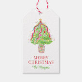 Waterverf Confetti kerstboom Cadeaulabel (Voorkant)