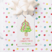 Waterverf Confetti kerstboom Cadeaulabel