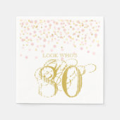 Waterverf Confetti Kijk wie er 80 elegante verjaar Servet (Voorkant)