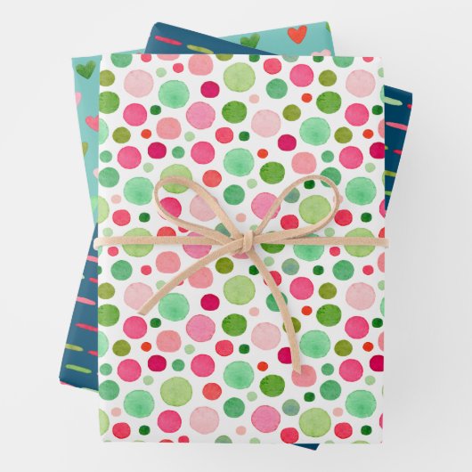 Waterverf - Confetti Stippen Stripe hartslag Inpakpapier Vel (In situ)