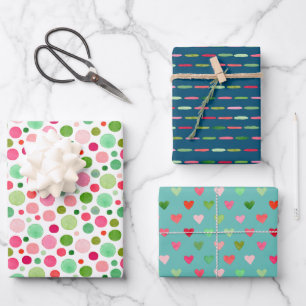 Waterverf - Confetti Stippen Stripe hartslag Inpakpapier Vel