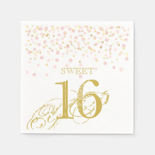 Waterverf Confetti Sweet 16 Elegant roze goud Servet