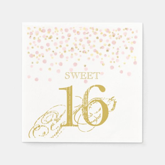 Waterverf Confetti Sweet 16 Elegant roze goud Servet (Voorkant)