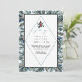 Waterverf Conifier en Pinecones Holiday Luncheon Kaart (Staand voorkant)