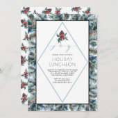 Waterverf Conifier en Pinecones Holiday Luncheon Kaart (Voorkant / Achterkant)