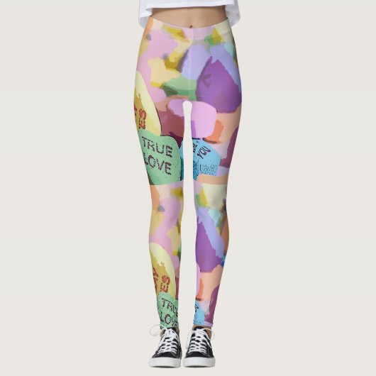 Waterverf conversatie harten leggings (Voorkant)