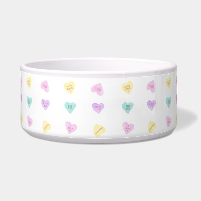 Waterverf Convo Heartz Dog Pattern Pet Bowl Voerbakje (Voorkant)