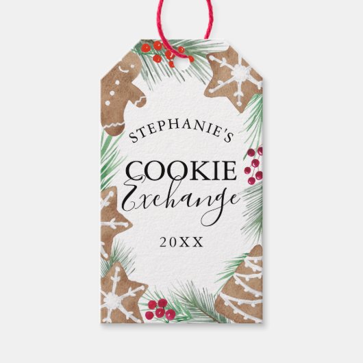 Waterverf Cookie Exchange Cadeaulabel (Voorkant)