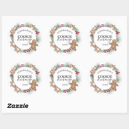 Waterverf Cookie Exchange Ronde Sticker (Vel)
