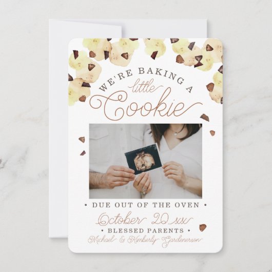 Waterverf Cookie Zwangerschap Fotoaankondiging Aankondiging (Voorkant)