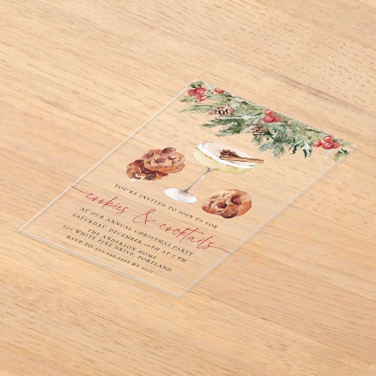 Waterverf Cookies en Cocktails Holiday Party Acryl Uitnodigingen (Laagn)