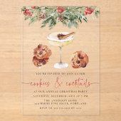 Waterverf Cookies en Cocktails Holiday Party Acryl Uitnodigingen (Voorkant)