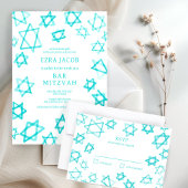 Waterverf Cool Aqua Star van David Bar Bat Mitzvah Kaart