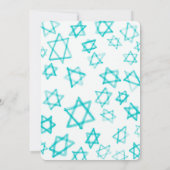 Waterverf Cool Aqua Star van David Bar Bat Mitzvah Kaart (Achterkant)