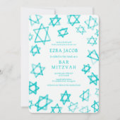 Waterverf Cool Aqua Star van David Bar Bat Mitzvah Kaart (Voorkant)