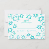 Waterverf Cool Aqua Star van David Bar Bat Mitzvah RSVP Kaartje (Voorkant)