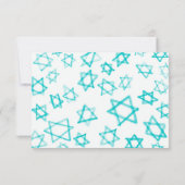 Waterverf Cool Aqua Star van David Bar Bat Mitzvah RSVP Kaartje (Achterkant)