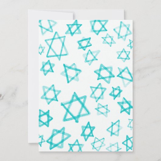Waterverf Cool Aqua Star van David Bar Bat Mitzvah Save The Date (Achterkant)