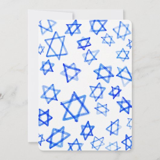 Waterverf Cool Blue Star van David Bar Bat Mitzvah Kaart (Achterkant)