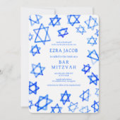Waterverf Cool Blue Star van David Bar Bat Mitzvah Kaart (Voorkant)