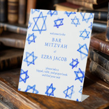 Waterverf Cool Blue Star van David Bar Bat Mitzvah