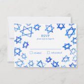 Waterverf Cool Blue Star van David Bar Bat Mitzvah RSVP Kaartje (Voorkant)