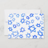 Waterverf Cool Blue Star van David Bar Bat Mitzvah RSVP Kaartje (Achterkant)