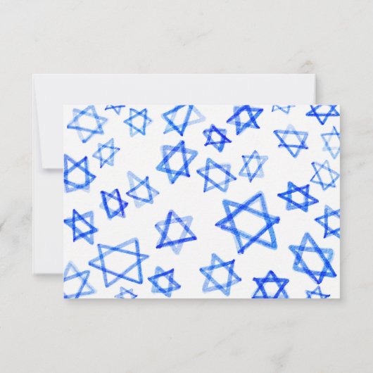 Waterverf Cool Blue Star van David Bar Bat Mitzvah RSVP Kaartje (Achterkant)