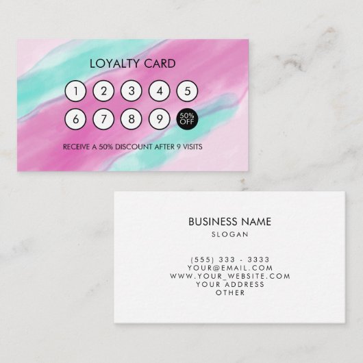 Waterverf Cool Elegant Loyaliteitskorting Klantenkaartje (Voorkant / Achterkant)