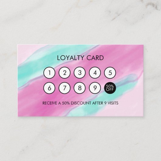 Waterverf Cool Elegant Loyaliteitskorting Klantenkaartje (Voorkant)