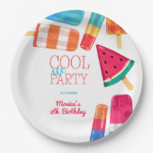 waterverf Cool Ice-Cream Party Verjaardag Papieren Bordje (Voorkant)