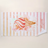 Waterverf Cool Ice Cream Roze Strepen Strandlaken (Voorkant)