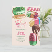 waterverf Cool Ice Popsicle Party Verjaardag Kaart (Staand voorkant)
