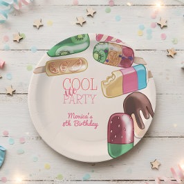 waterverf Cool Ice Popsicle Party Verjaardag Papieren Bordje