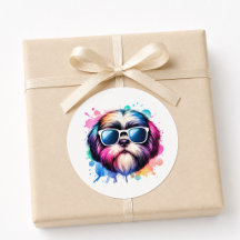 Waterverf Cool Shih Tzu Hond Draagt Zonnebril