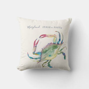 Waterverf Coördinaten kustkrabkafenkaart Buitenkussen