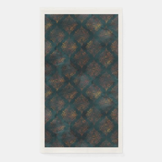 Waterverf Copper Patina Damask Pattern Servet (Voorkant)