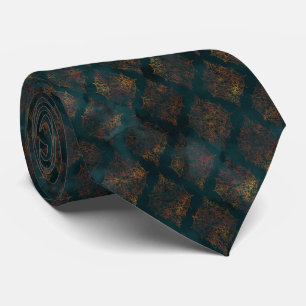 Waterverf Copper Patina Damask Pattern Stropdas