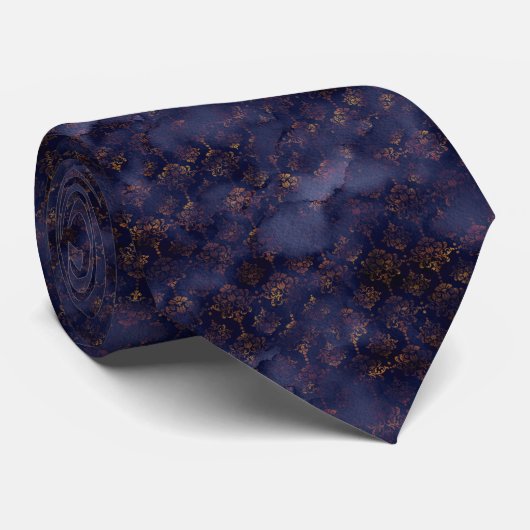 Waterverf Copper Patina Damask Pattern Stropdas (Opgerold)