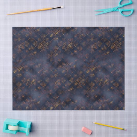 Waterverf Copper Patina Damask Pattern Tissuepapier (Craft)