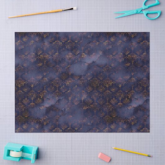 Waterverf Copper Patina Damask Pattern Tissuepapier (Craft)