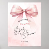 Waterverf Coquette Bow Baby shower Welkom Poster (Voorkant)