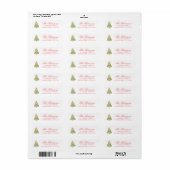 Waterverf Coquette Bow Kerstboom Adres Etiket (Full Sheet)