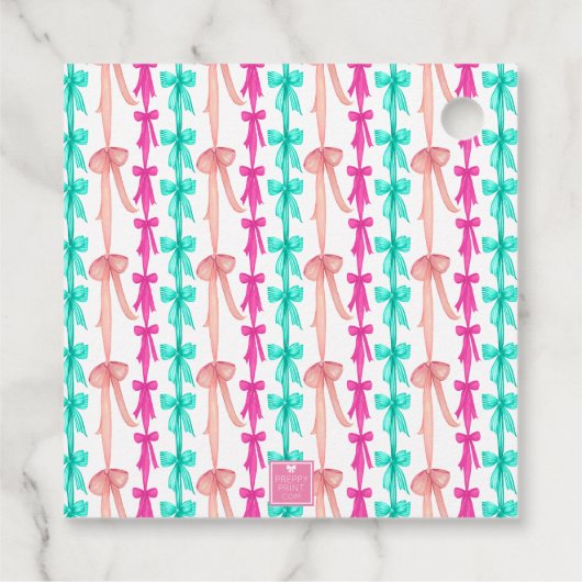 Waterverf Coquette Bow Kerstboom Bedankjes Labels (Achterkant)