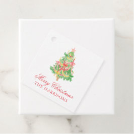 Waterverf Coquette Bow Kerstboom Bedankjes Labels