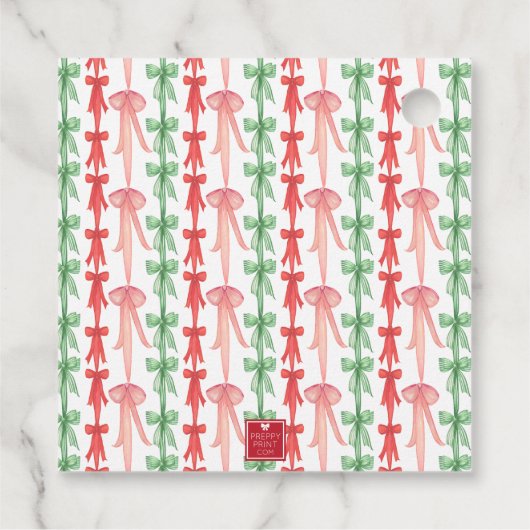 Waterverf Coquette Bow Kerstboom Bedankjes Labels (Achterkant)